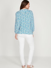 M&Co Blue Ditsy Print Collar Top - Image 2 of 5