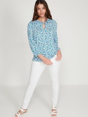 M&Co Blue Ditsy Print Collar Top - Image 3 of 5