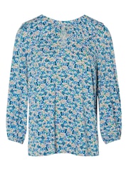 M&Co Blue Ditsy Print Collar Top - Image 5 of 5