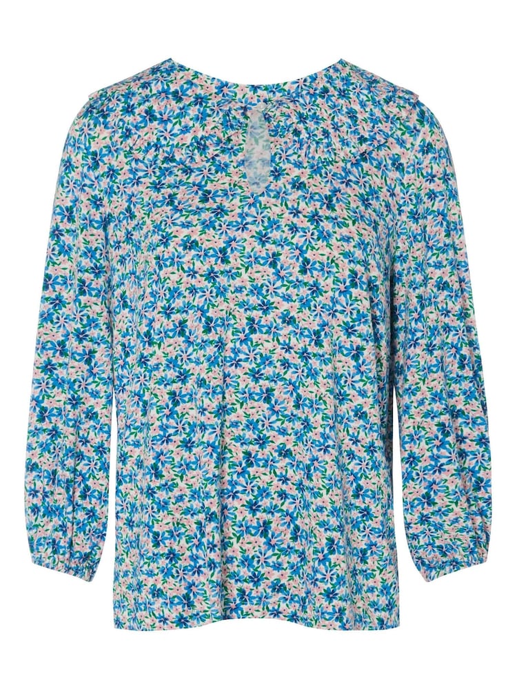 M&Co Blue Ditsy Print Collar Top - Image 5 of 5 M&Co Blue Ditsy Print Collar Top - Image 5 of 5