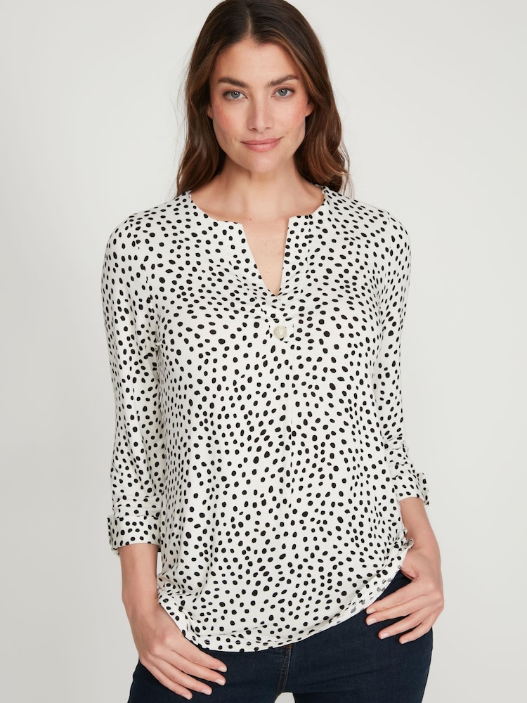 M&co Top mit Dalmatinermuster, Weiss - Bild 1 von 5