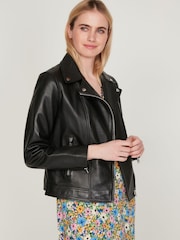 M&Co Black Leather Biker Jacket - Image 1 of 5