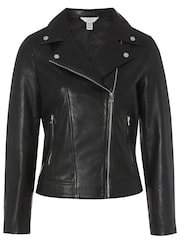 M&Co Black Leather Biker Jacket - Image 2 of 5