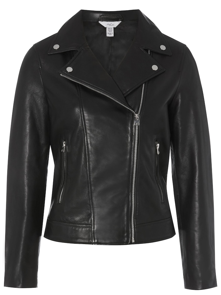 M&Co Black Leather Biker Jacket - Image 2 of 5