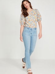 M&co Geblümte Bluse mit Puffärmeln, Blau - Bild 5 von 6