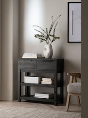 Black Bronx Oak Effect Slim Console - Image 1 of 9