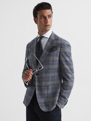 Reiss Airforce Blue Bloomsbury Wool-Silk Blend Slim Fit Blazer - Image 1 of 11