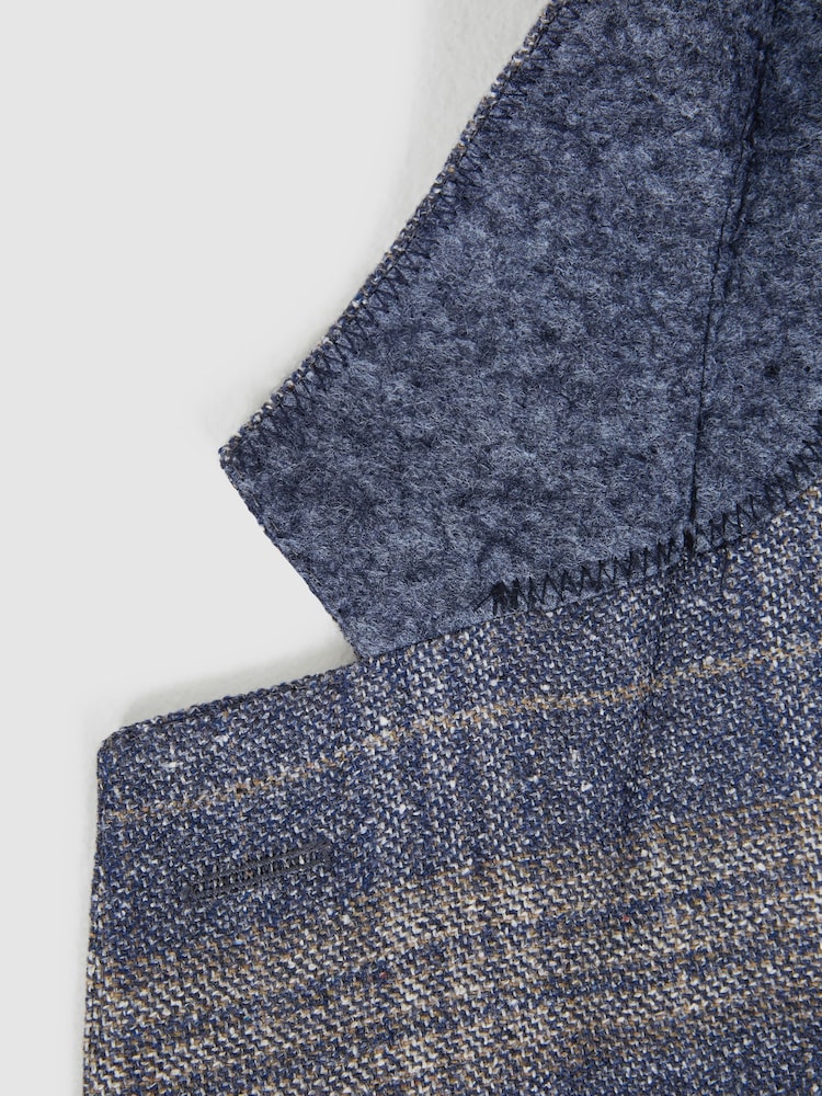 Reiss Airforce Blue Bloomsbury Wool-Silk Blend Slim Fit Blazer - Image 11 of 11 Reiss Airforce Blue Bloomsbury Wool-Silk Blend Slim Fit Blazer - Image 11 of 11