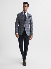 Reiss Airforce Blue Bloomsbury Wool-Silk Blend Slim Fit Blazer - Image 3 of 11
