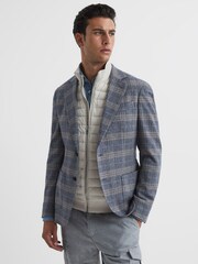 Reiss Airforce Blue Bloomsbury Wool-Silk Blend Slim Fit Blazer - Image 7 of 11