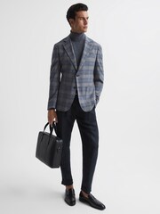 Reiss Airforce Blue Bloomsbury Wool-Silk Blend Slim Fit Blazer - Image 9 of 11