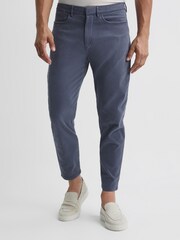 Reiss Airforce Blue Hammond Brushed Cotton Relaxed Fit Trousers - Image 1 of 6