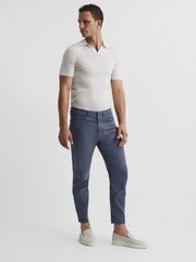 Reiss Airforce Blue Hammond Brushed Cotton Relaxed Fit Trousers - Image 3 of 6