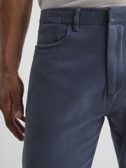 Reiss Airforce Blue Hammond Brushed Cotton Relaxed Fit Trousers - Image 4 of 6