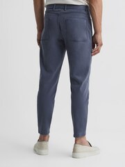 Reiss Airforce Blue Hammond Brushed Cotton Relaxed Fit Trousers - Image 5 of 6