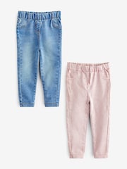 Pink/Blue 2 Pack Elasticated Waist Jeggings (3mths-7yrs) - Image 1 of 4