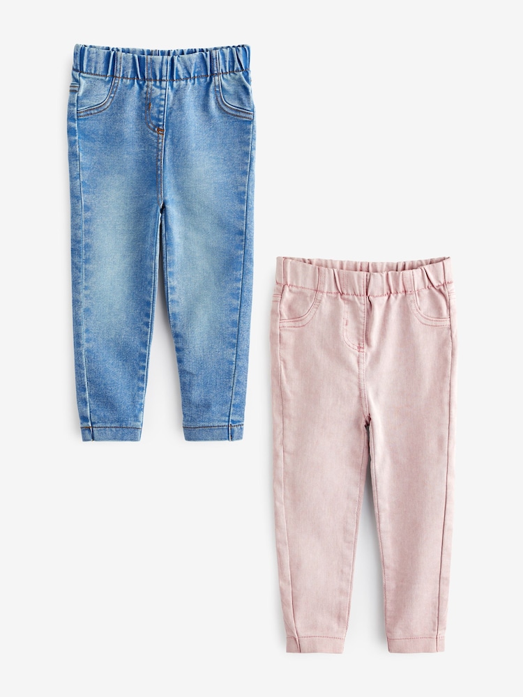 Pink/Blue 2 Pack Elasticated Waist Jeggings (3mths-7yrs) - Image 1 of 4