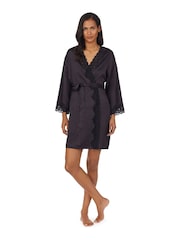 Lauren Ralph Lauren Satin Lace Kimono Robe Dressing Gown - Image 1 of 3
