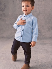 Blue Long Sleeve Trimmed Oxford Shirt (3mths-7yrs) - Image 1 of 1