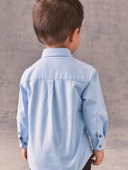 Blue Long Sleeve Trimmed Oxford Shirt (3mths-7yrs) - Image 2 of 7
