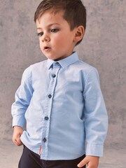 Blue Long Sleeve Trimmed Oxford Shirt (3mths-7yrs) - Image 3 of 7