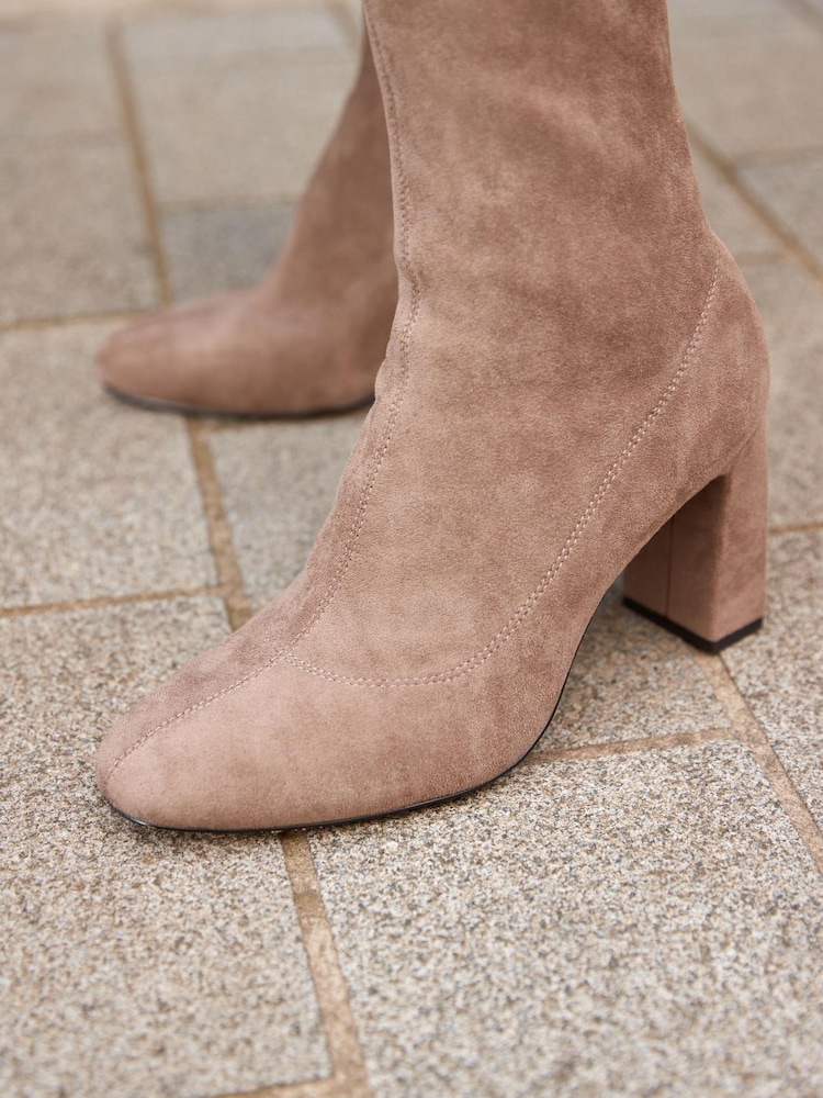 Sand Natural Round Toe Ankle Sock Boots - Image 2 of 7
