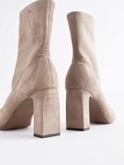 Sand Natural Round Toe Ankle Sock Boots - Image 6 of 7
