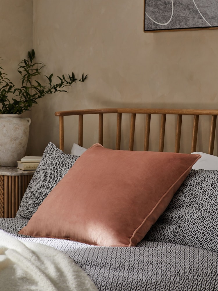 Peach Pink 59 x 59cm Matte Velvet Cushion - Image 1 of 6