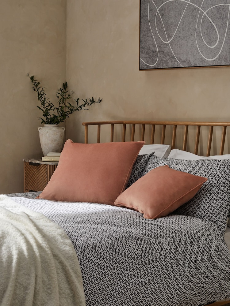 Peach Pink 59 x 59cm Matte Velvet Cushion - Image 2 of 6