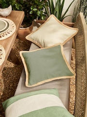 Sage Green Sorrento Jute Edge Indoor/Outdoor 43 x 43cm Cushion - Image 2 of 6