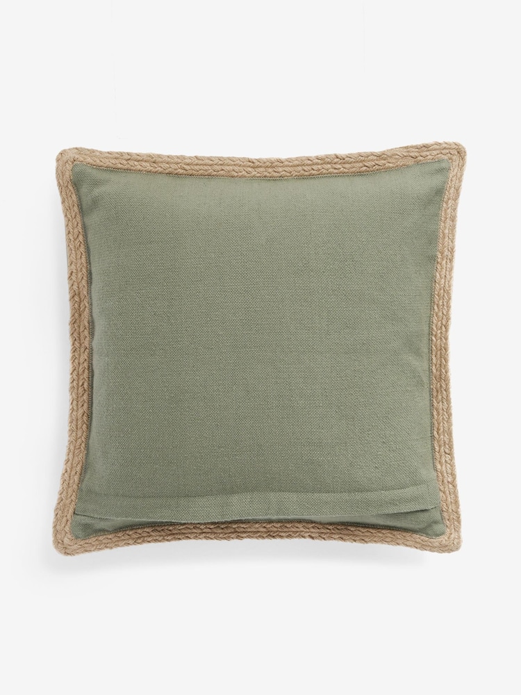 Sage Green Sorrento Jute Edge Indoor/Outdoor 43 x 43cm Cushion - Image 6 of 6