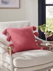 Rose Pink 43 x 43cm Sahara Tassel Cushion - Image 1 of 1