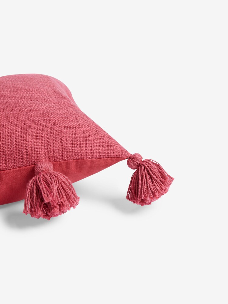 Rose Pink 43 x 43cm Sahara Tassel Cushion - Image 2 of 4 Rose Pink 43 x 43cm Sahara Tassel Cushion - Image 2 of 4