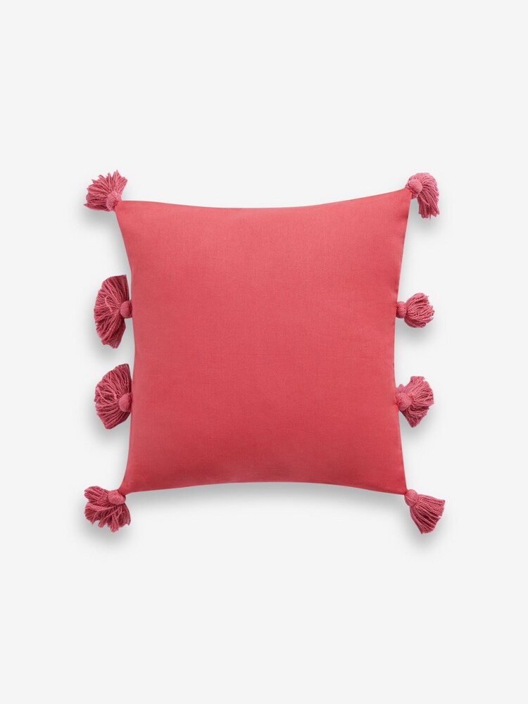 Rose Pink 43 x 43cm Sahara Tassel Cushion - Image 4 of 4 Rose Pink 43 x 43cm Sahara Tassel Cushion - Image 4 of 4