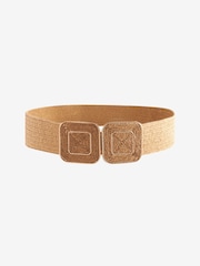 Natural Square Buckle Wide Raffia Belt - Image 3 of 4