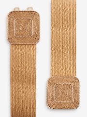 Natural Square Buckle Wide Raffia Belt - Image 4 of 4