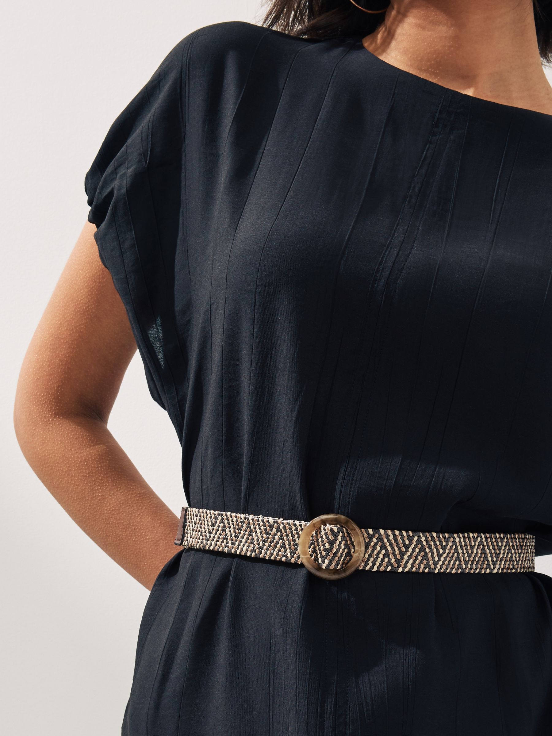 Buy Black Square Buckle Wide Raffia Effect Belt from the Next UK online ...