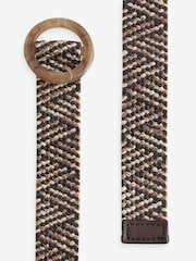 Black Square Buckle Wide Raffia Belt - Image 3 of 3