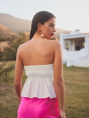White Bandeau 100% Cotton Poplin Top - Image 2 of 6