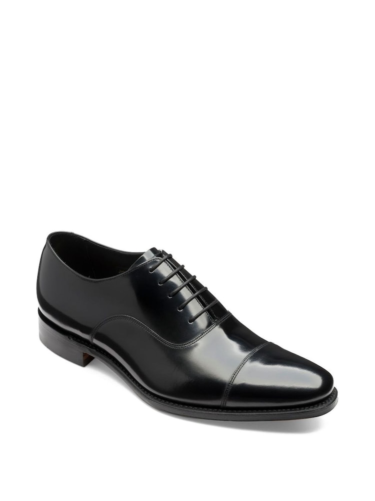 Loake Smith Black Polished Oxford Toe Cap Shoes - Image 2 of 3