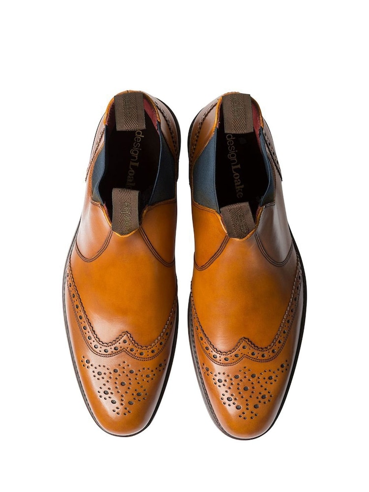 Loake Hoskins Calf Leather Brogue Dealer Boots - Image 3 of 3