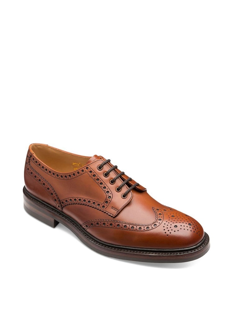 rjava - Loake brogue čevlji iz rebrastega telečja usnja Loake Chester - Slika 2 iz 4