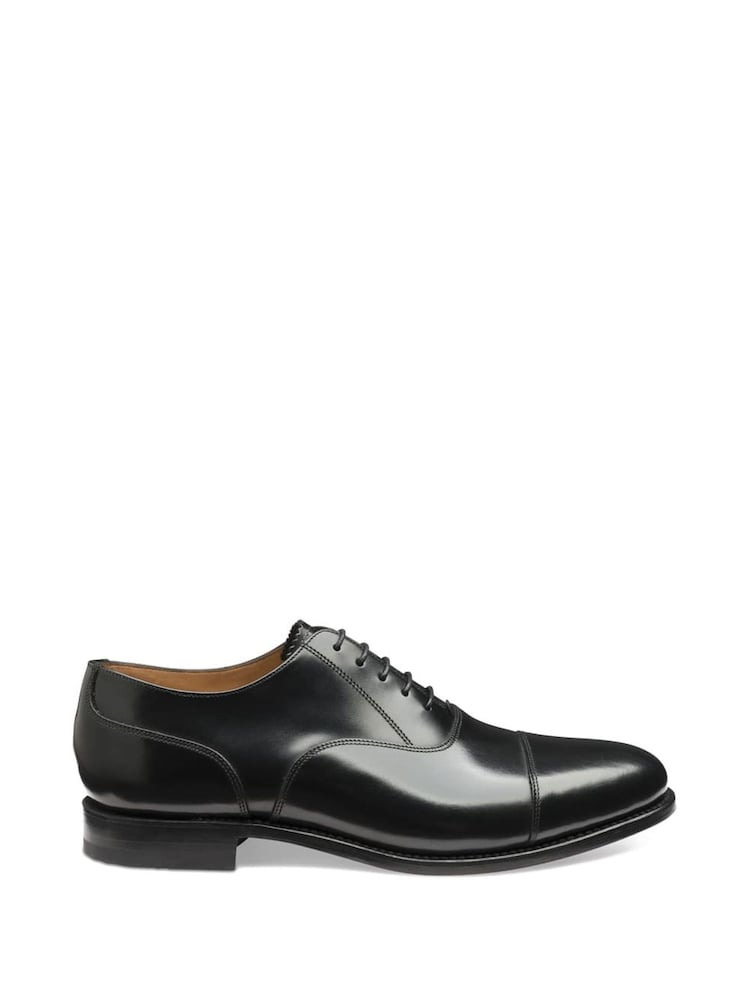 Loake Black Polished Leather Plain Toe Cap Oxford Shoes - Image 1 of 3