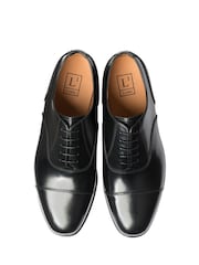 Loake Black Polished Leather Plain Toe Cap Oxford Shoes - Image 3 of 3