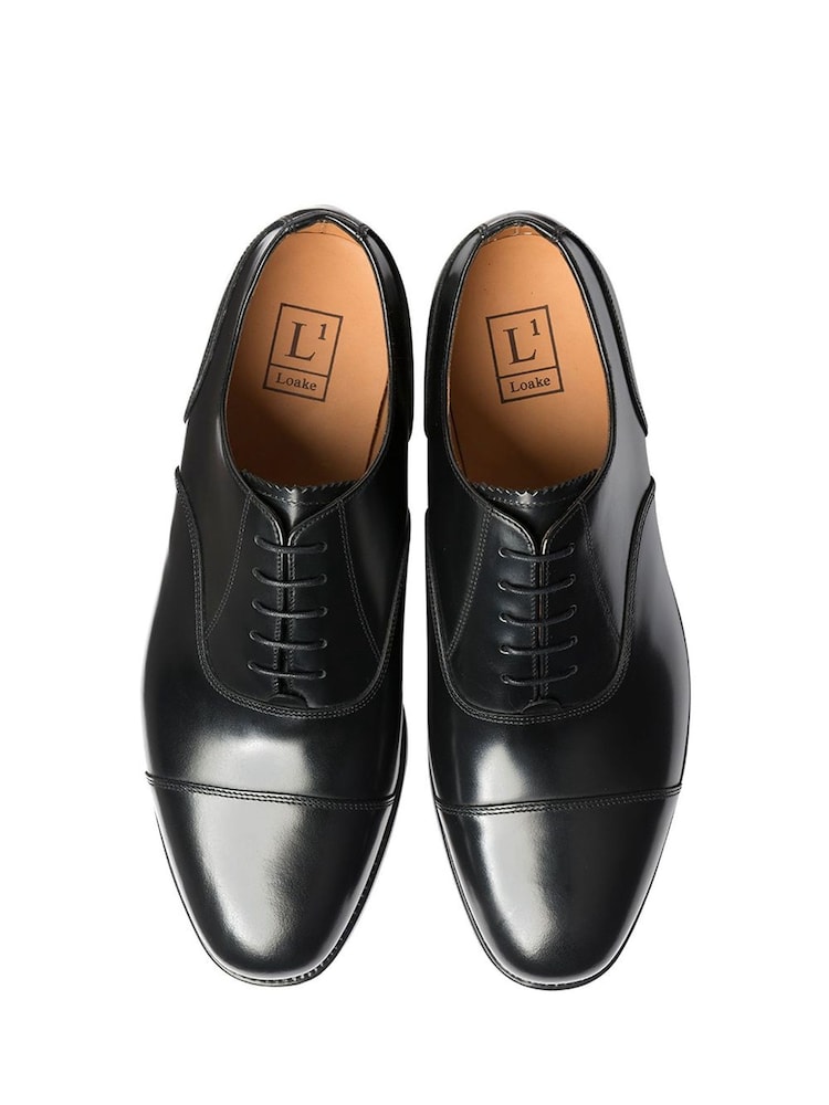 Loake Black Polished Leather Plain Toe Cap Oxford Shoes - Image 3 of 3 Loake Black Polished Leather Plain Toe Cap Oxford Shoes - Image 3 of 3