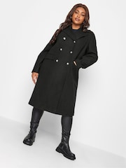 Yours Curve Black Military Coat - Image 1 of 1