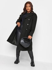 Yours Curve Black Military Coat - Image 3 of 4