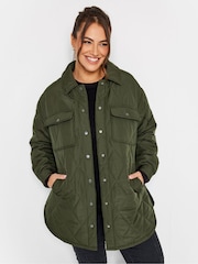Yours Curve Green Light Weight Short Quilted Jacket - Image 1 of 5