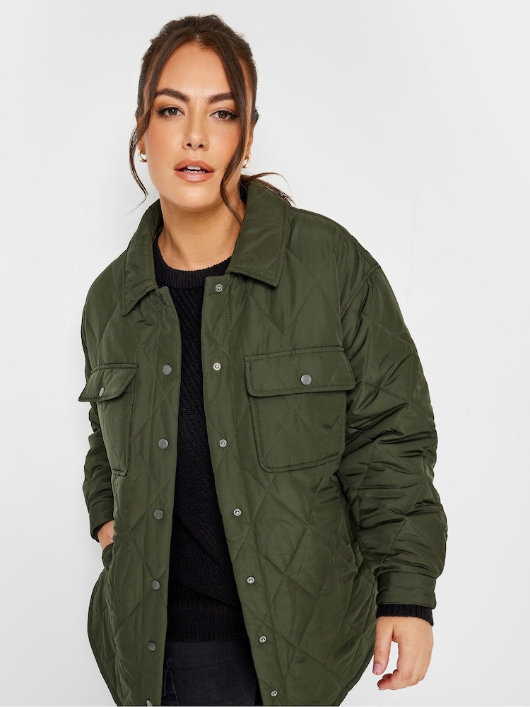 Yours Curve Green Light Weight Short Quilted Jacket - Image 5 of 5