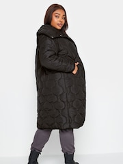 Yours Curve Black Quilted Coat - Image 2 of 5
